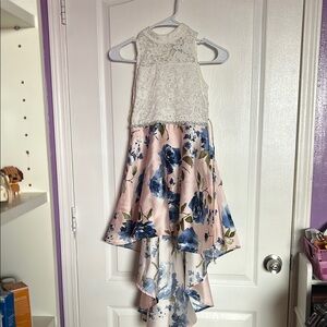 Floral Lace High-Low Kids Dress